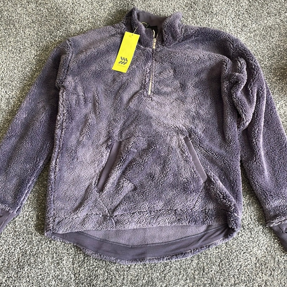 All in motion purple zip up sweater, size XL(14/16)